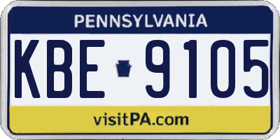 PA license plate KBE9105