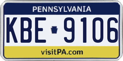 PA license plate KBE9106