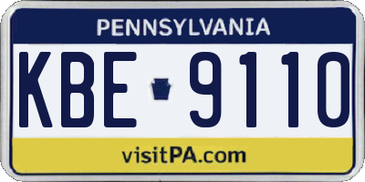 PA license plate KBE9110