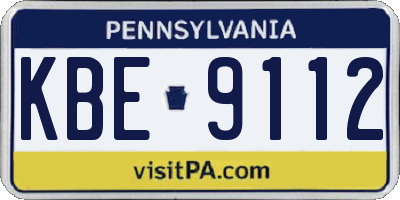 PA license plate KBE9112