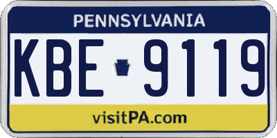 PA license plate KBE9119