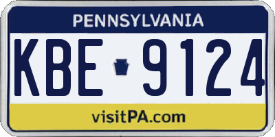 PA license plate KBE9124