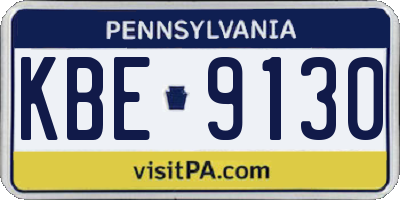 PA license plate KBE9130