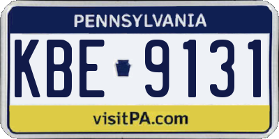 PA license plate KBE9131