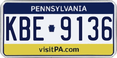 PA license plate KBE9136