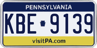 PA license plate KBE9139
