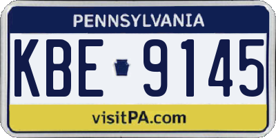 PA license plate KBE9145