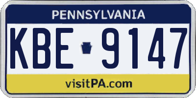 PA license plate KBE9147