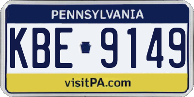 PA license plate KBE9149