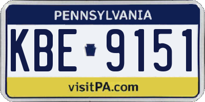 PA license plate KBE9151