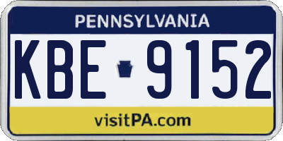 PA license plate KBE9152