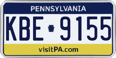 PA license plate KBE9155
