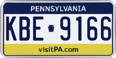 PA license plate KBE9166