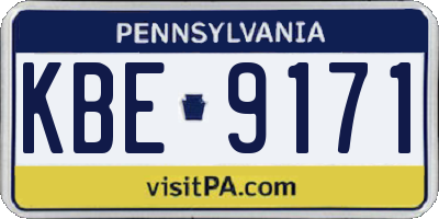 PA license plate KBE9171