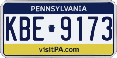 PA license plate KBE9173