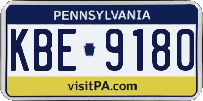 PA license plate KBE9180