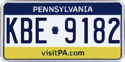 PA license plate KBE9182