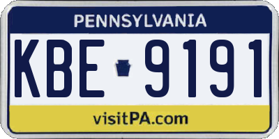 PA license plate KBE9191