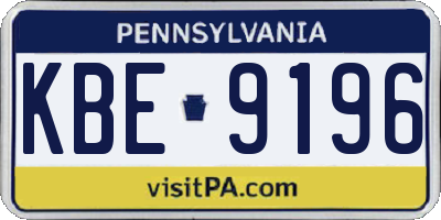 PA license plate KBE9196