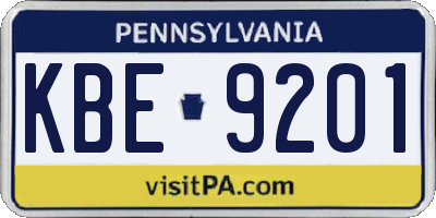 PA license plate KBE9201
