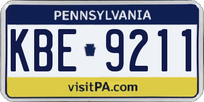 PA license plate KBE9211
