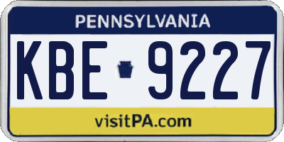 PA license plate KBE9227