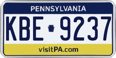 PA license plate KBE9237