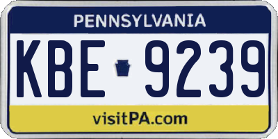 PA license plate KBE9239