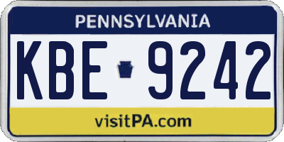 PA license plate KBE9242