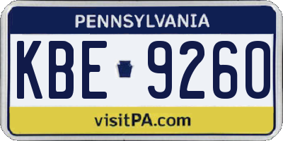 PA license plate KBE9260