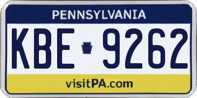 PA license plate KBE9262