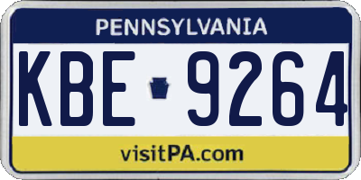 PA license plate KBE9264