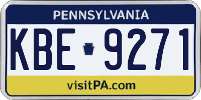 PA license plate KBE9271