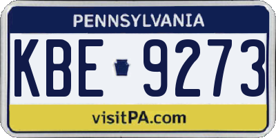 PA license plate KBE9273