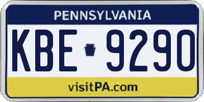 PA license plate KBE9290
