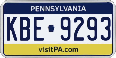 PA license plate KBE9293