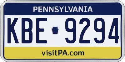 PA license plate KBE9294