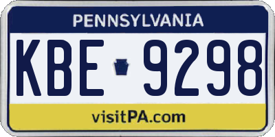 PA license plate KBE9298