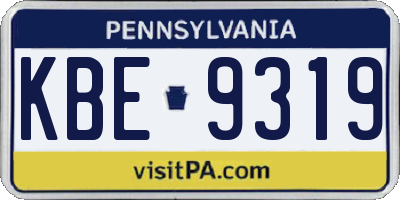 PA license plate KBE9319
