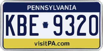 PA license plate KBE9320