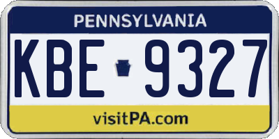 PA license plate KBE9327