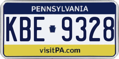 PA license plate KBE9328