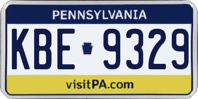 PA license plate KBE9329