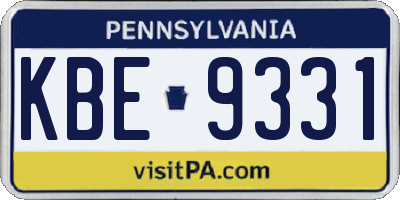 PA license plate KBE9331