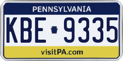 PA license plate KBE9335