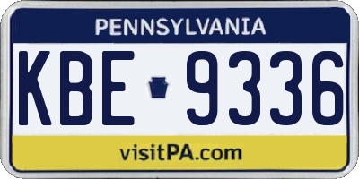 PA license plate KBE9336