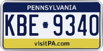PA license plate KBE9340