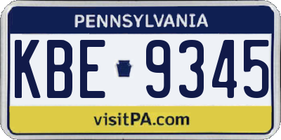 PA license plate KBE9345
