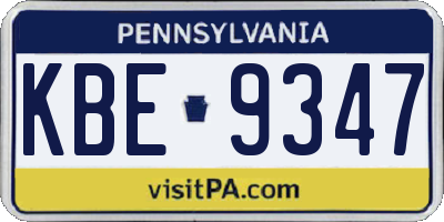 PA license plate KBE9347
