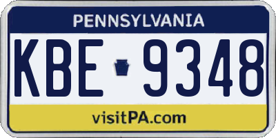 PA license plate KBE9348